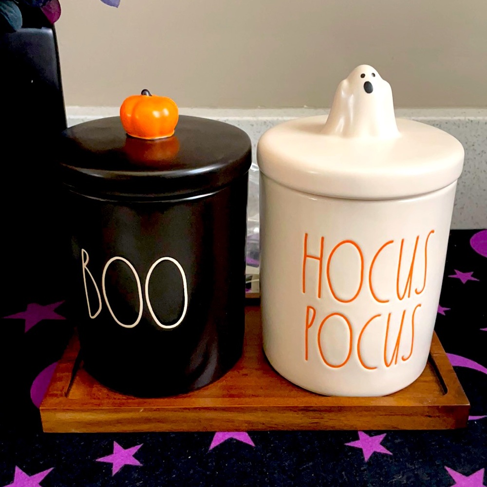 ❗️RAE DUNN BOO & HOCUS POCUS HALLOWEEN MINI CANISTERS WITH TRAY